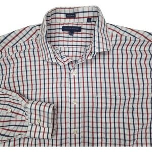 Tommy Hilfiger Mens Dress Shirt‎ Regular Fit Checkered Red Blue 17.5 34-35